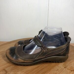 Naot Womens size 7 shoes Brown Leather Casual Flats Comfort Career mary janes